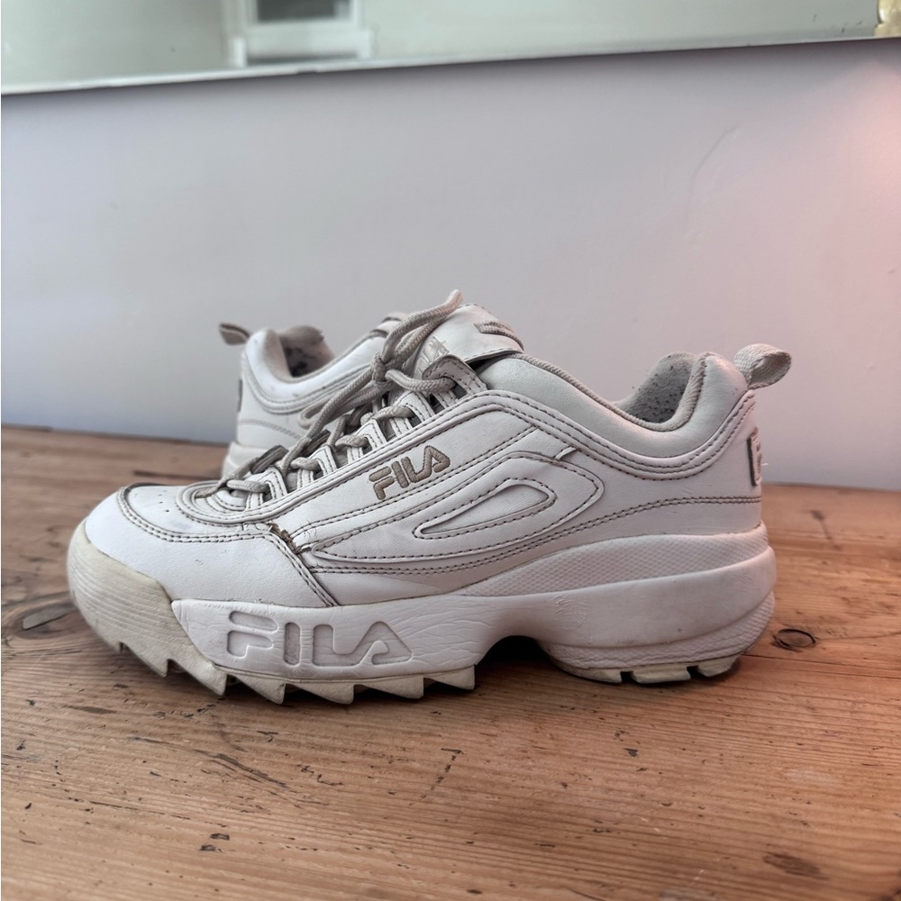 Fila Women's Disruptor II Premium Triple White Sneakers